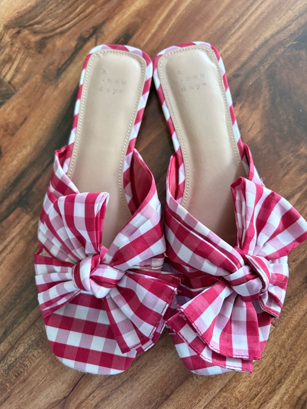 Target A New Day Women's Scarlet Red
Gingham Bow Flat Sandals Size 8 Shoes - Picture 2 of 6